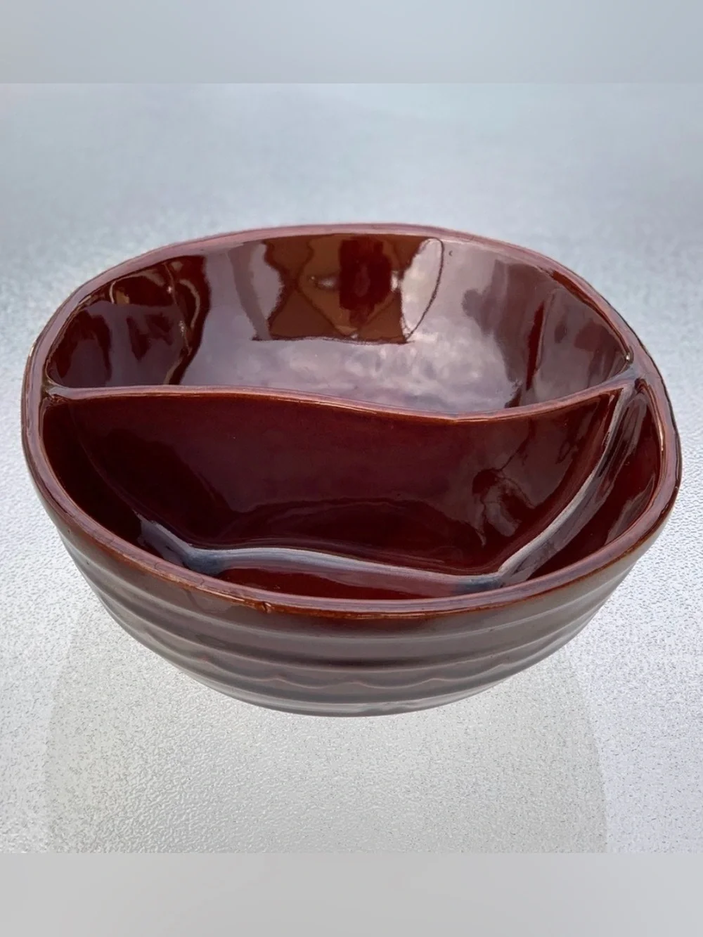 Marcrest Mid-Century Modern Oven-Proof Stoneware Divided Serving Dish Bowl